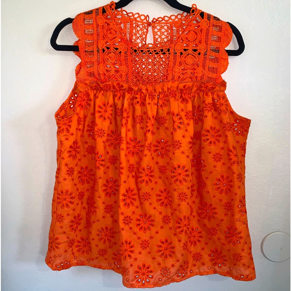 NWOT Orange beautiful eyelet  blouse size XL brand new no tags